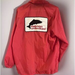 Vintage 1970-80s Salesman  Fishing L Red Windbreaker Very Nice!